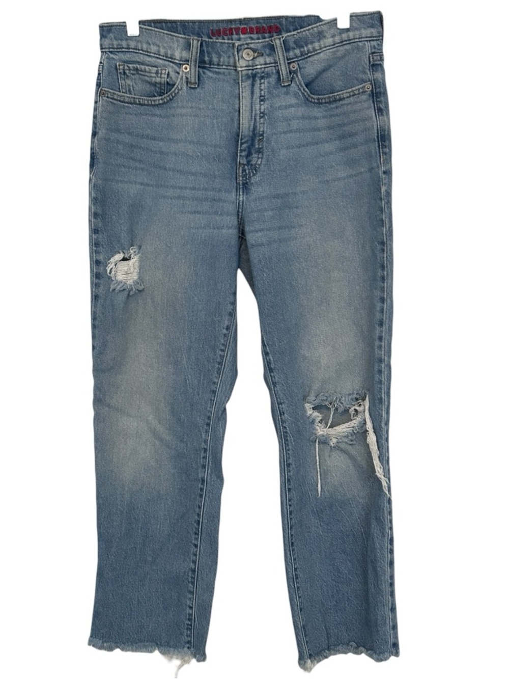 Lucky Brand Women’s Zoe High Rise Straight   Leg Distressed‎ Jeans  Sz 8